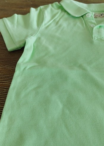 6 Yaş Beden yeşil Renk Düğmeli Yeşil Erkek Polo Tişört