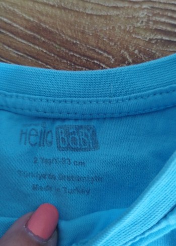 18-24 Ay Beden Mavi Erkek Çocuk Baskılı Kısa Kollu Tişört