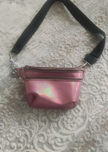 Tokalı Pembe Deri Kadın Çapraz Çanta