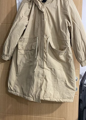 Bej Kadın Midi Boy Peluş Detaylı Ceket - Görsel 5