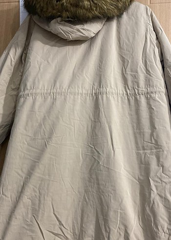 Bej Kadın Midi Boy Peluş Detaylı Ceket - Görsel 4