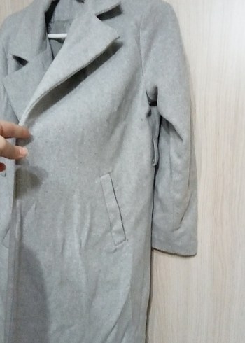 Gri Uzun Kadın Kaban - Görsel 2