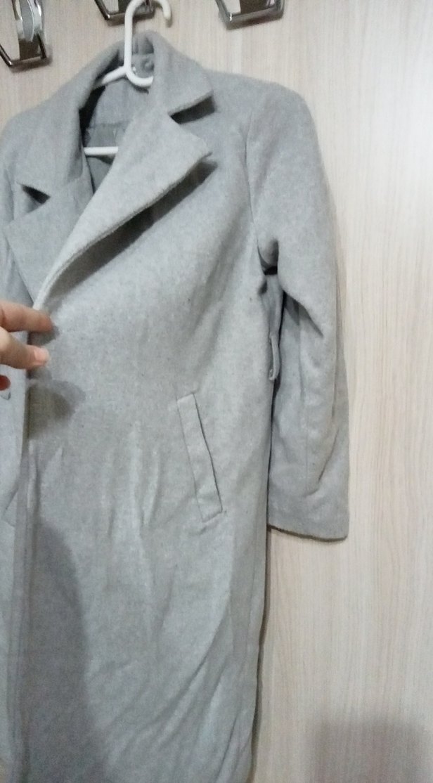 Gri Uzun Kadın Kaban - Görsel 2