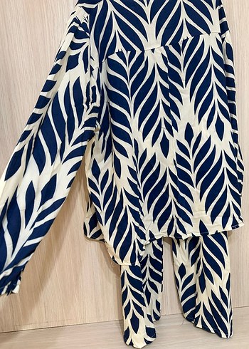 Diğer Mavi Zebra Desenli Bohem Hamile Bluzu