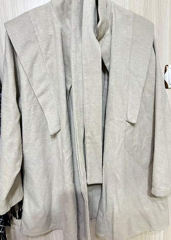 Bej Midi Hamile Keten Ceket - Görsel 4