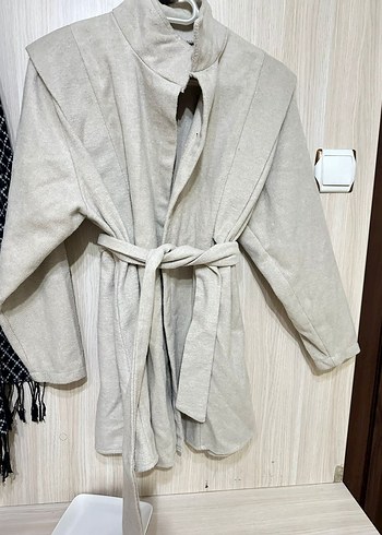 Bej Midi Hamile Keten Ceket - Görsel 5