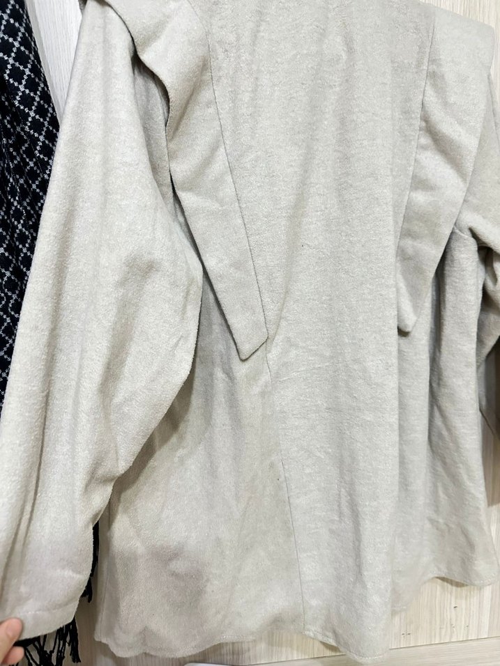 Bej Midi Hamile Keten Ceket - Görsel 3