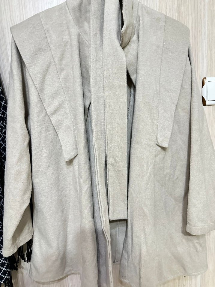 Bej Midi Hamile Keten Ceket - Görsel 4