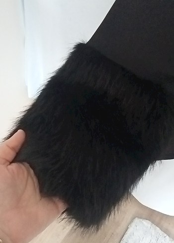 Kürk Detaylı Siyah Kadın Sweatshirt - Görsel 3