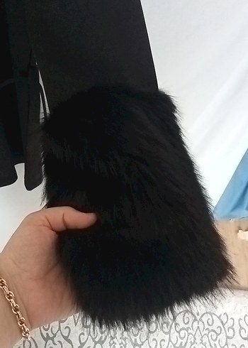 Kürk Detaylı Siyah Kadın Sweatshirt - Görsel 4