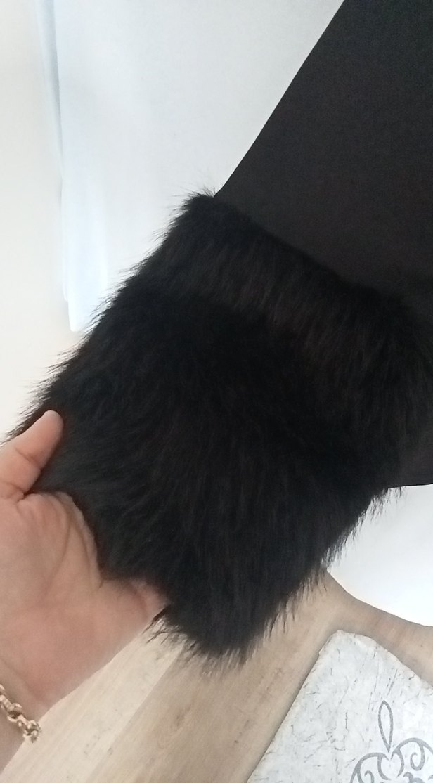 Kürk Detaylı Siyah Kadın Sweatshirt - Görsel 3