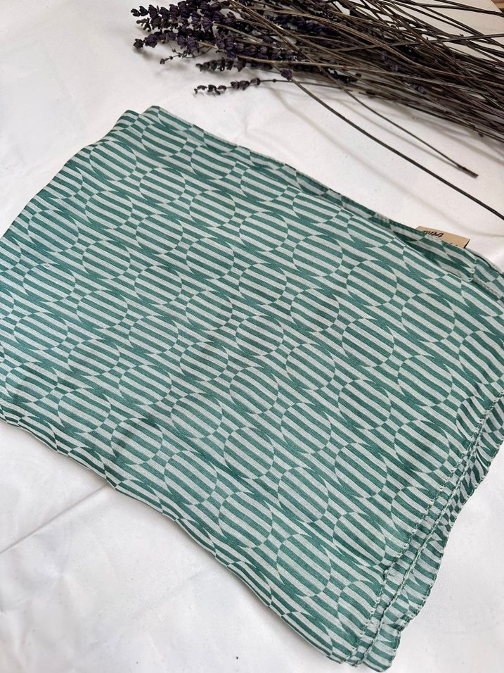 Pilili Yeşil Keten Kadın Şal - Görsel 5