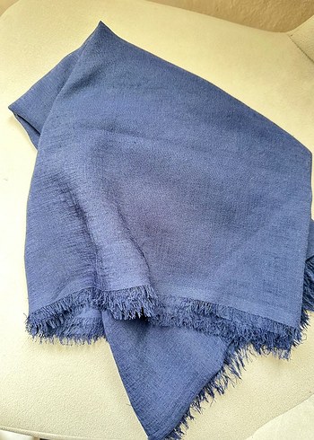 Lacivert Keten Kadın Şal - Görsel 2