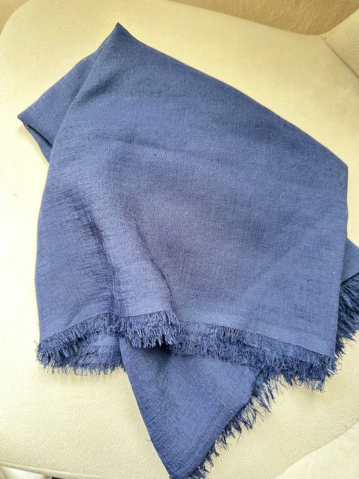 Lacivert Keten Kadın Şal - Görsel 2
