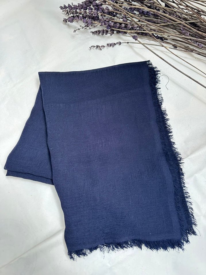 Lacivert Keten Kadın Şal - Görsel 3