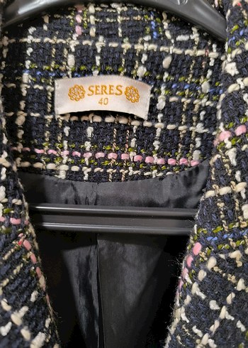 Düğmeli Siyah Ekose Midi Kadın Blazer - Görsel 5