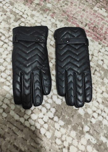 Siyah Biker Deri Kadın Eldiven
