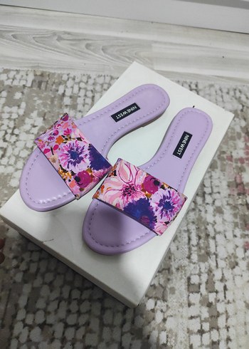 Mor Çiçek Desenli Kadın Terlik - Görsel 4