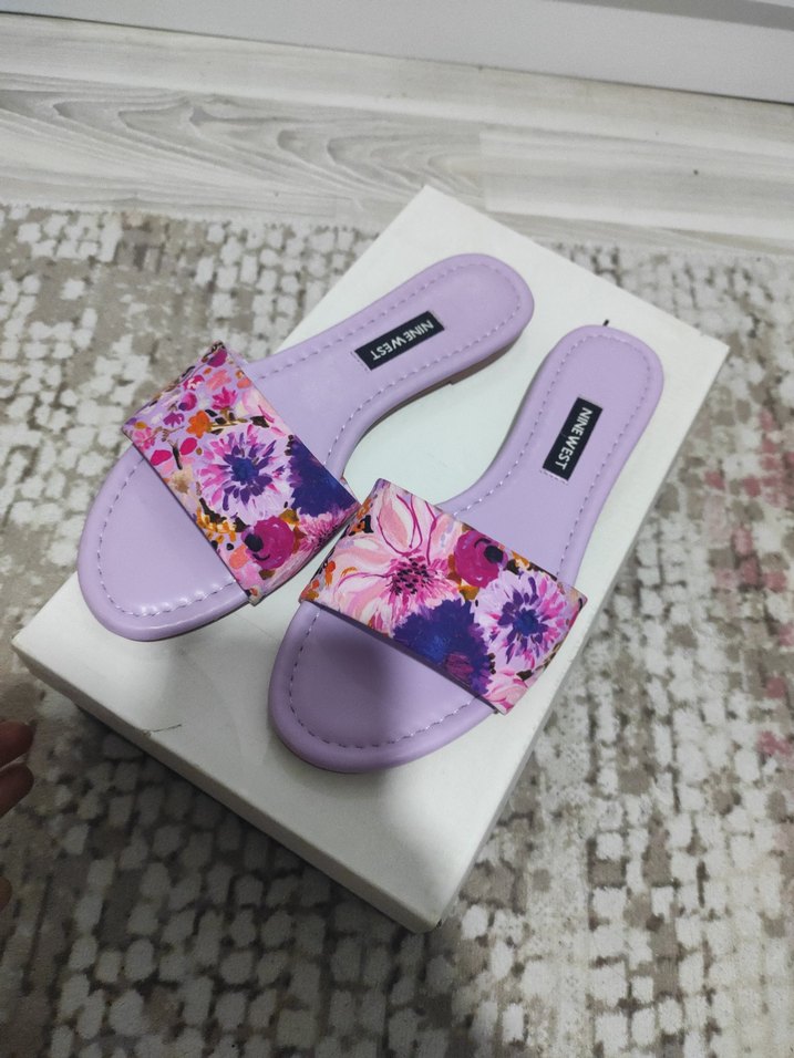 Mor Çiçek Desenli Kadın Terlik - Görsel 4