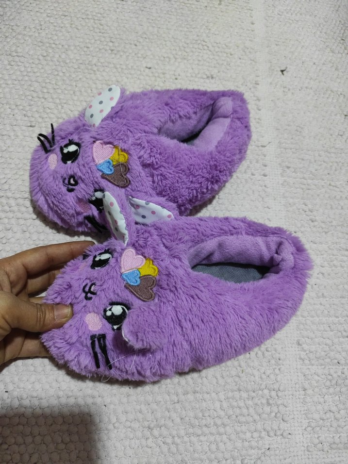 Mor Nakışlı Kız Çocuk Ev Terliği - Görsel 2