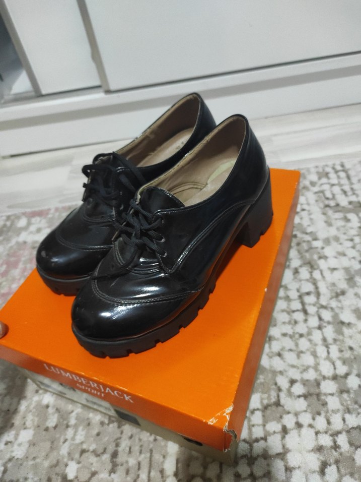 Kadın Siyah Rugan Topuklu Klasik Ayakkabı - Görsel 2