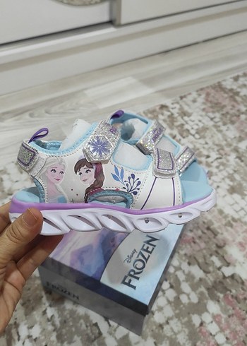 Kız Çocuk Beyaz Frozen Desenli Cırt Cırtlı  sandalet - Görsel 5