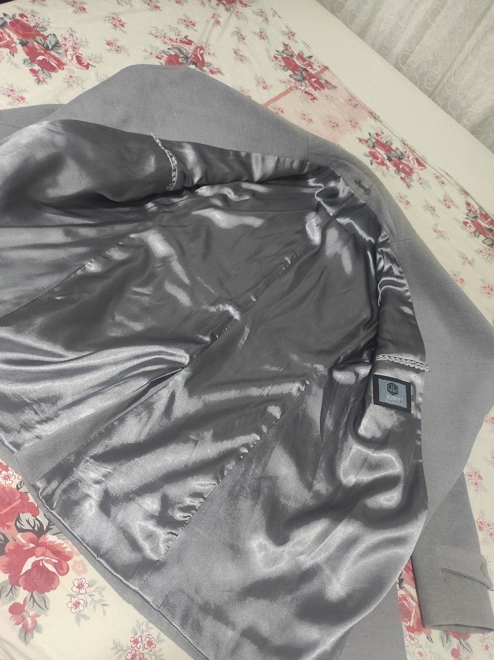 Gri Erkek Düğmeli Midi Kaban - Görsel 4