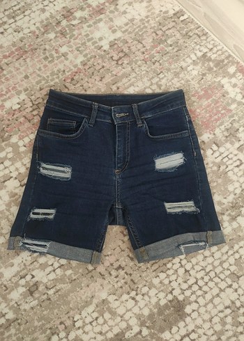 Diğer Kadın Koyu Mavi dar Kesim Mini Denim Şort