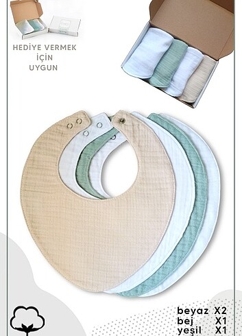 Müslin Mama Önlüğü Seti (4adet) - Görsel 6