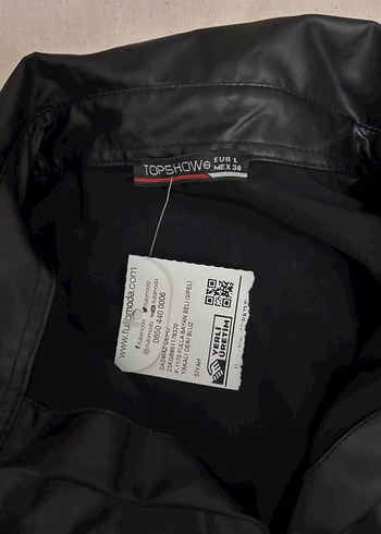 Düğmeli Siyah Deri Kısa Kadın gömlek - Görsel 4