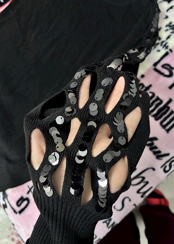 Siyah Uzun Kollu Örme Kadın Kazak - Görsel 4