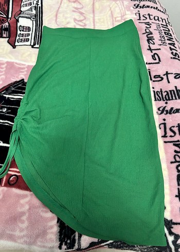 Yeşil büzgü detay midi  Kadın Etek - Görsel 3