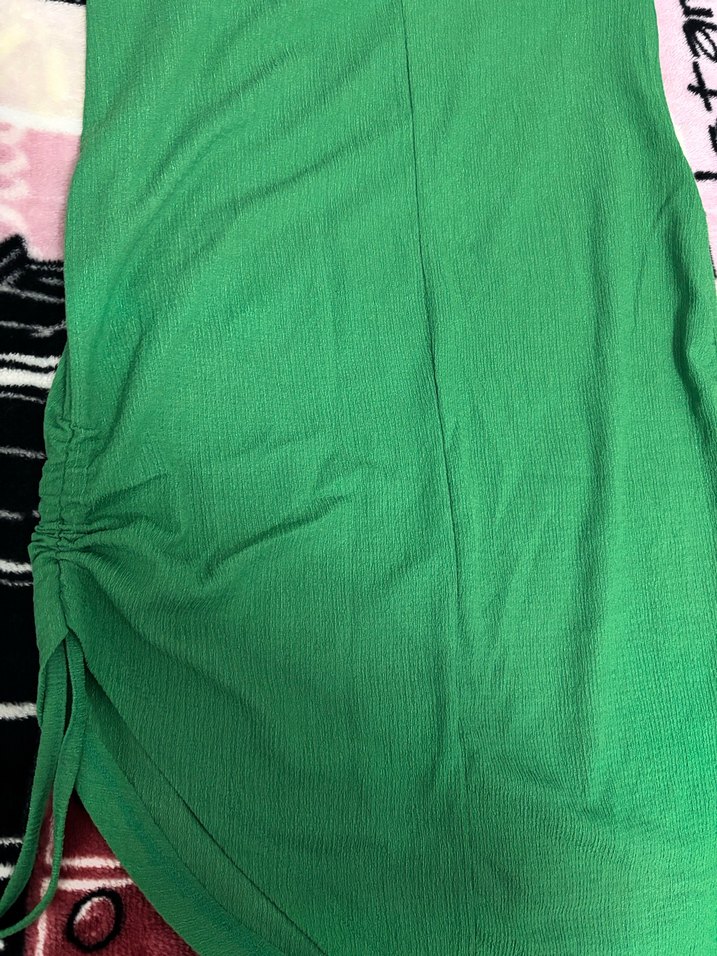 Yeşil büzgü detay midi  Kadın Etek - Görsel 4