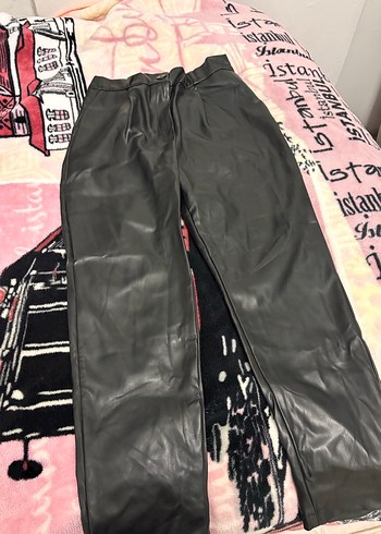 Kadın Siyah Deri pantolon - Görsel 3