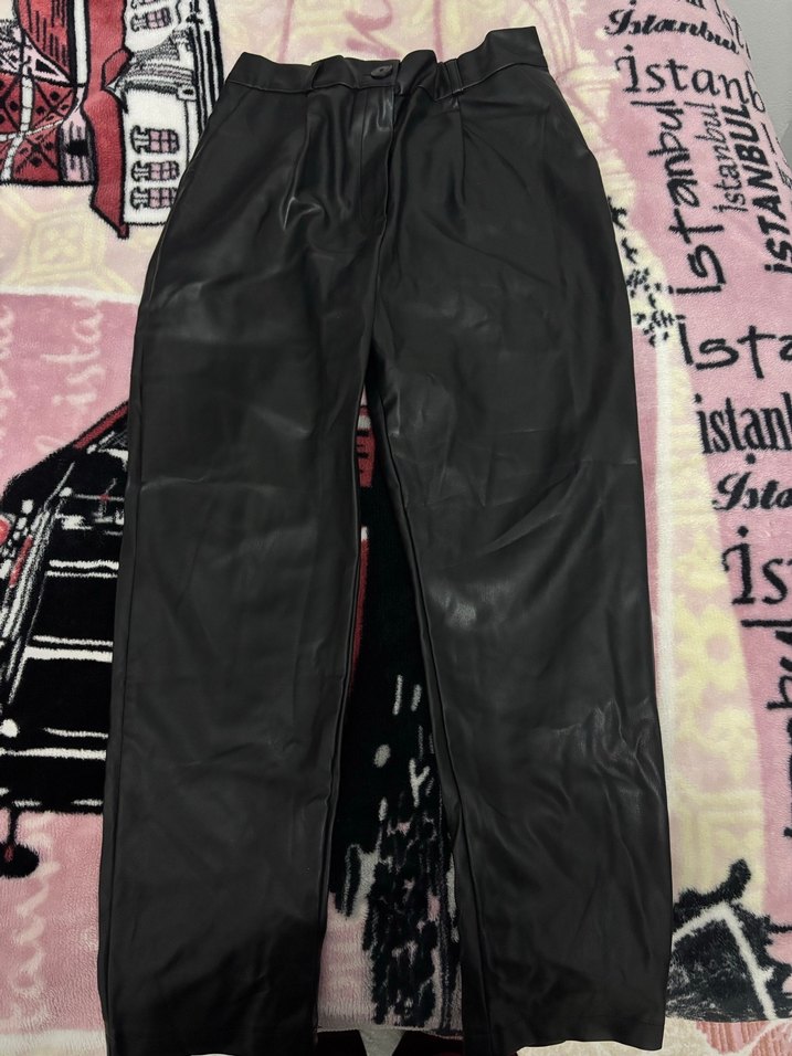 Kadın Siyah Deri pantolon - Görsel 2