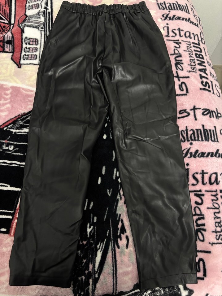 Kadın Siyah Deri pantolon - Görsel 4