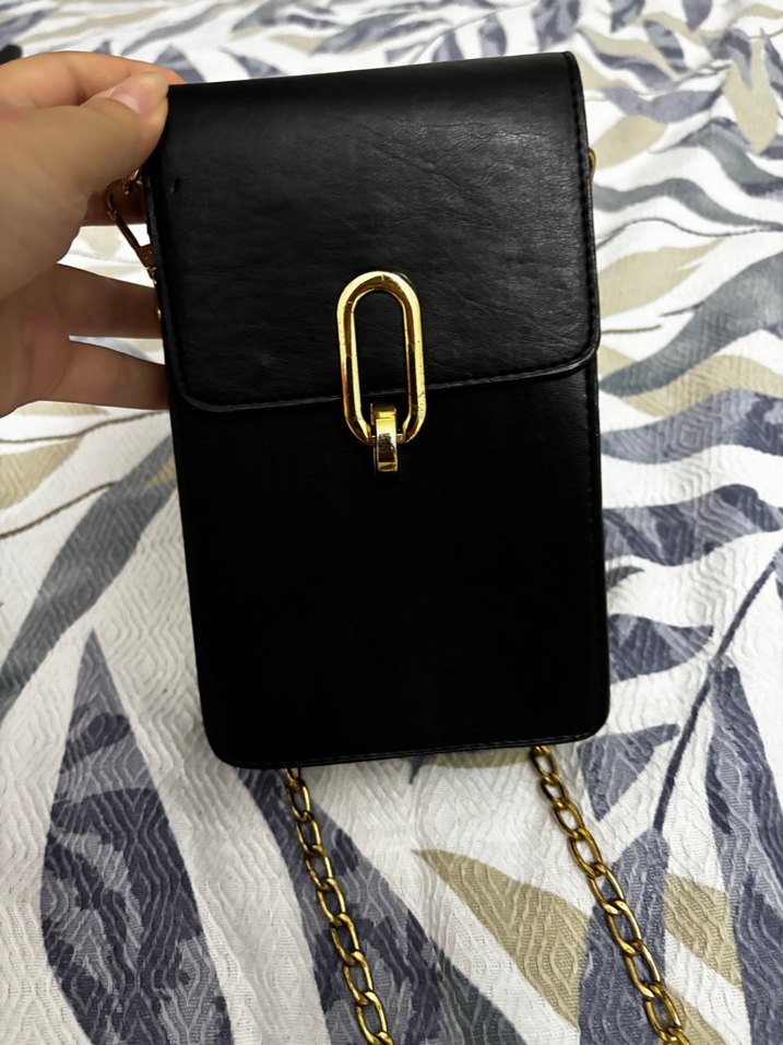 Zincir Detaylı Siyah Deri Kadın Çapraz Çanta - Görsel 2