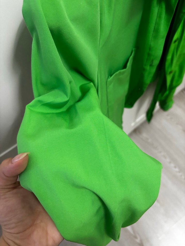 Yeşil Nakışlı Bohem Kadın Gömlek - Görsel 5