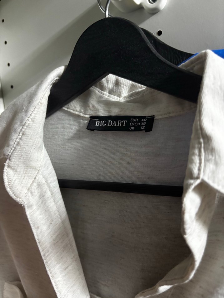 Düğmeli Kısa Kollu Keten Kadın Gömlek - Görsel 4