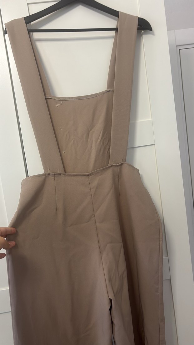 Bej Uzun Düğmeli Kadın Tulum - Görsel 5