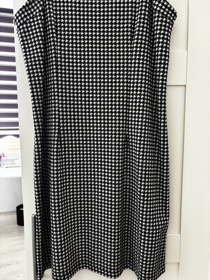 Kadın Siyah Ekose Midi Elbise - Görsel 2