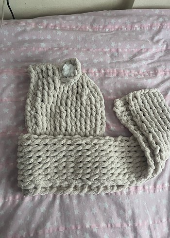 Ayıcıklı şapka ve atkı takım - Görsel 2