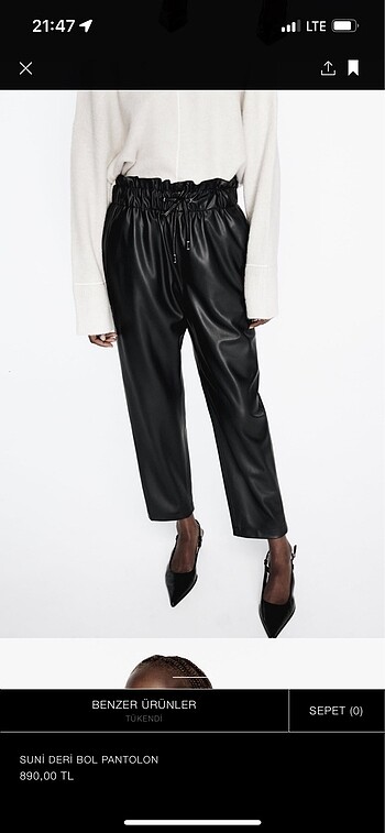 Zara Zara kadın deri pantolon