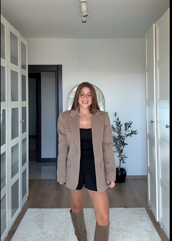 Trendyolmilla Bej Kemerli Blazer Ceket - Görsel 2