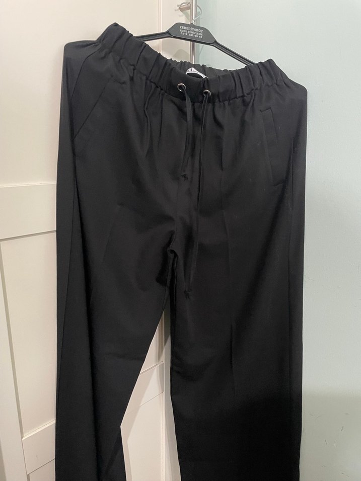 KAROL Siyah Kadın Midi Boy Rahat Kumaş Pantolon - Görsel 2