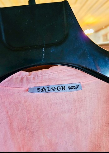 Uzun Kollu Nakışlı Pembe Keten Gömlek - Görsel 2