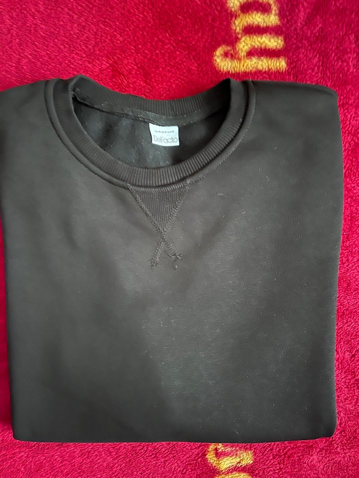 Siyah erkek Oversize Sweatshirt - Görsel 2