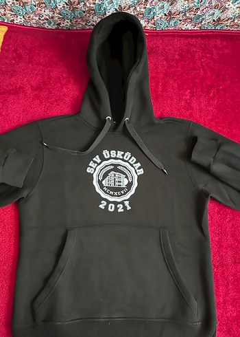 Kapüşonlu Siyah Baskılı Kadın Sweatshirt - Görsel 2