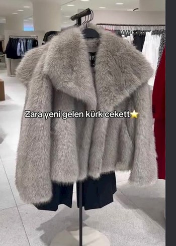 Zara Gri Pelus Kurk Ceket