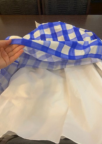 Mavi Ekose Piliseli Midi Etek - Görsel 7